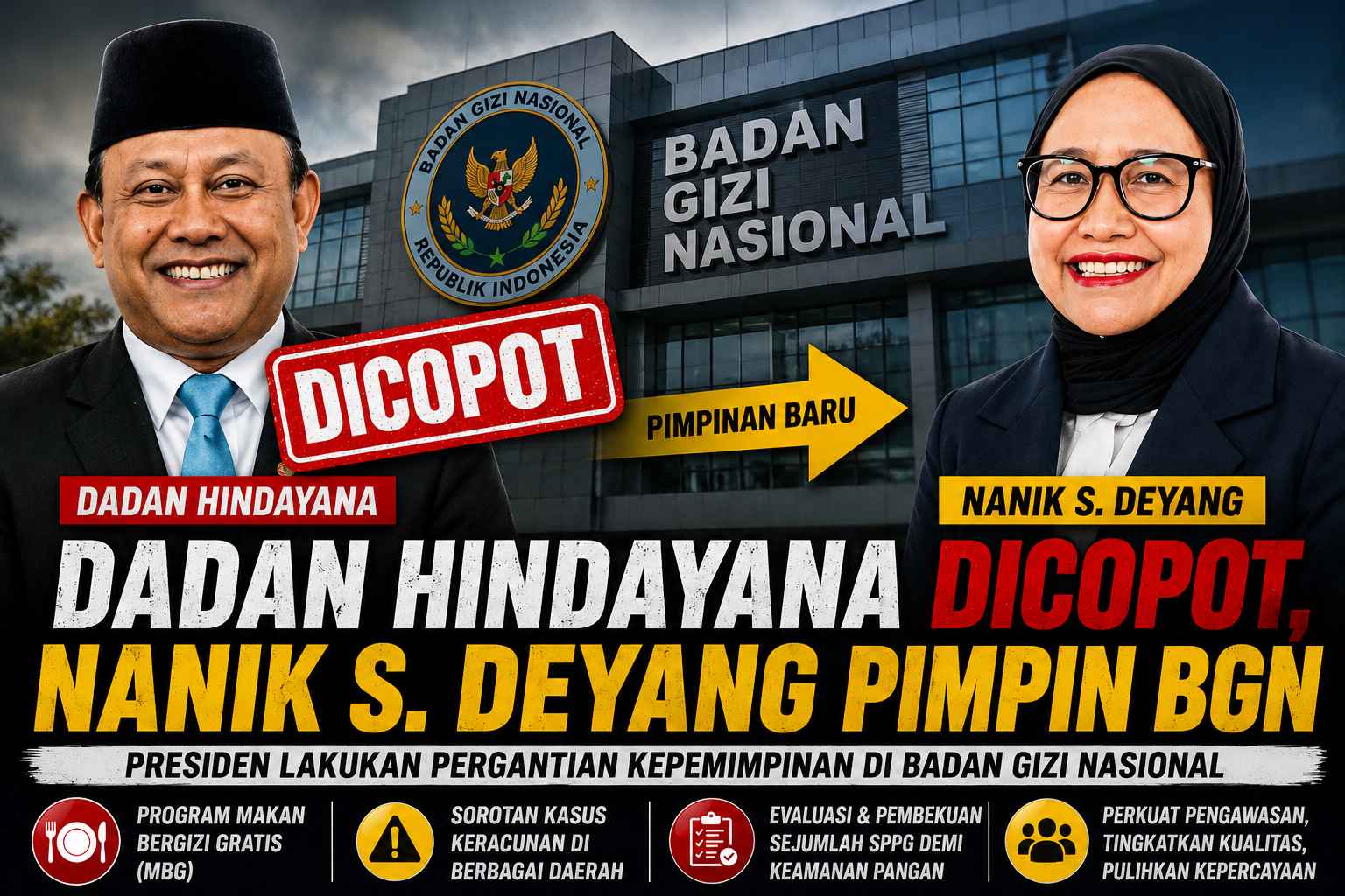 Breaking News : Dadan Hindayana resmi di copot, Nanik S Deyang Resmi jadi Kepala BGN